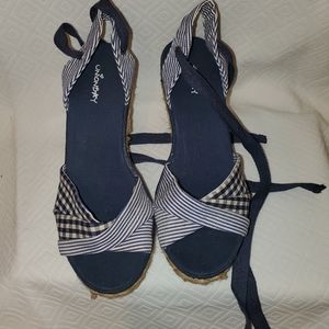 Blue and white stripe/ gingham Espadrilles